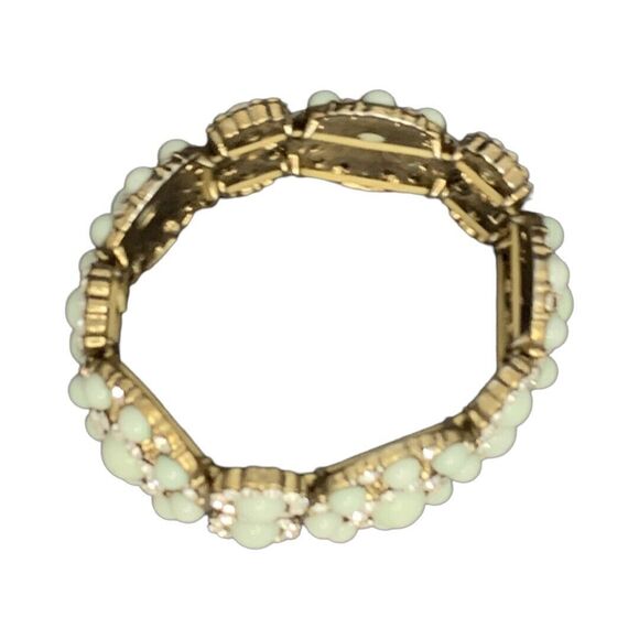 VTG Light Gray Flower Bracelet 6.5" Stretch Icy Rhinestone Formal Cottagecore - Picture 6 of 6